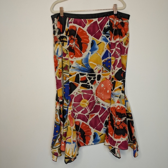 Nygard Asymmetrical Abstract Mosaic Funky Print Midi Skirt Size 14 - Picture 12 of 14